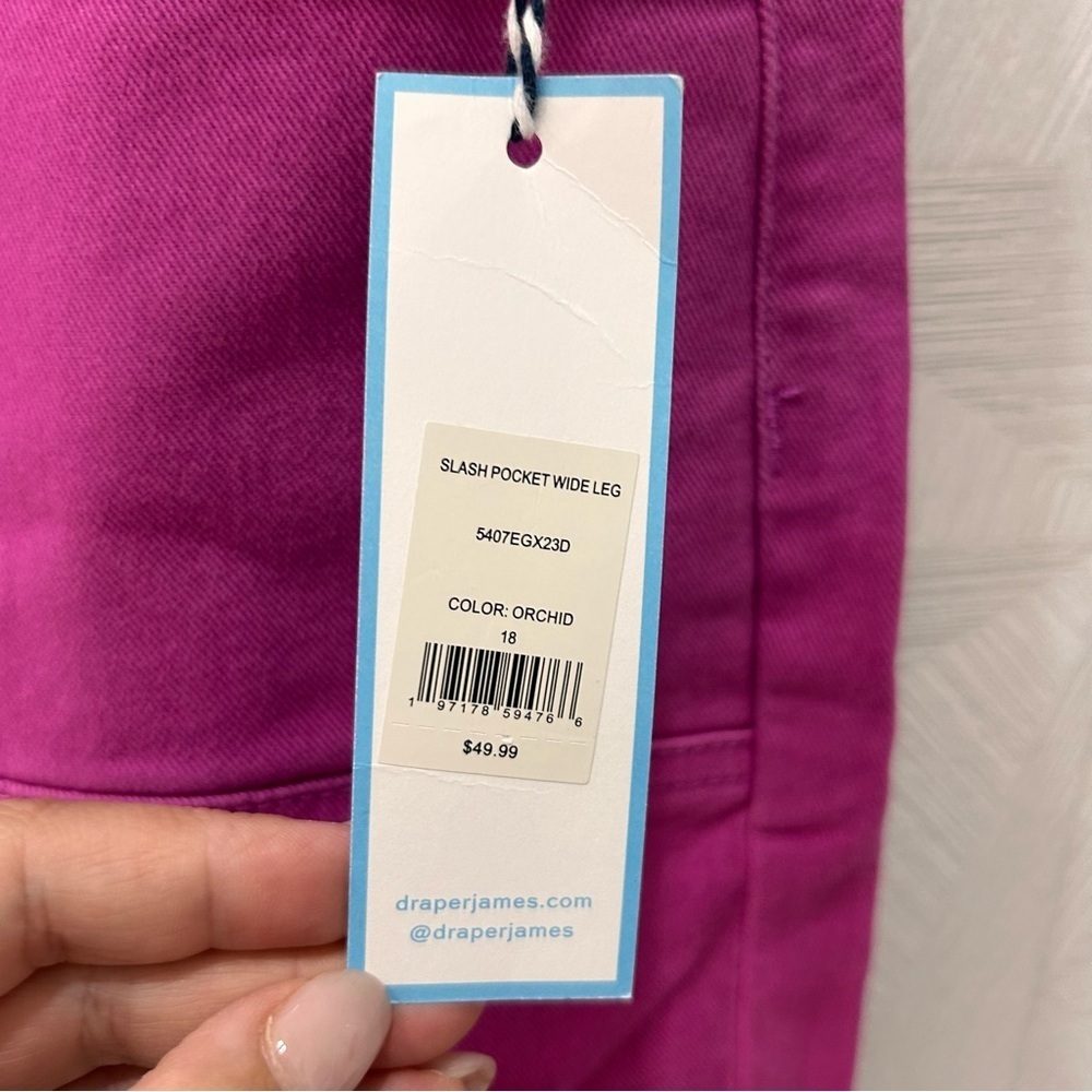 NWT Draper James RSVP Slash Pocket Wide Leg Jeans Size 18 Pink Orchid Brand New - Picture 4 of 7